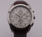 New Tissot 1853 Couturier Tachymeter Chronograph Quartz Men's Wrist Watch White Dial Brown Strap