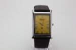 Refurbished Vintage Seiko Slim Tank Men's Wrist Watch Yellow Dial With Dark Brown Strap - Image 4