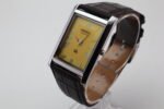 Refurbished Vintage Seiko Slim Tank Men's Wrist Watch Yellow Dial With Dark Brown Strap - Image 3