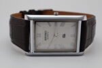 Refurbished Vintage Seiko Slim Tank Men's Wrist Watch White Dial With Dark Brown Strap - Image 5