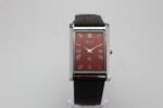 Refurbished Vintage Seiko Slim Tank Men's Wrist Watch Red Dial With Dark Brown Strap - Image 4