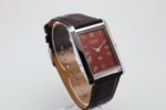 Refurbished Vintage Seiko Slim Tank Men's Wrist Watch Red Dial With Dark Brown Strap - Image 2