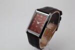 Refurbished Vintage Seiko Slim Tank Men's Wrist Watch Red Dial With Dark Brown Strap - Image 3