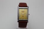 Refurbished Vintage Seiko Slim Tank Men's Wrist Watch Yellow Dial With Light Brown Strap - Image 4