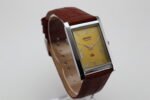 Refurbished Vintage Seiko Slim Tank Men's Wrist Watch Yellow Dial With Light Brown Strap - Image 2
