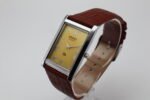 Refurbished Vintage Seiko Slim Tank Men's Wrist Watch Yellow Dial With Light Brown Strap - Image 3