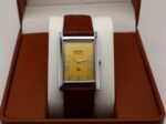 Refurbished Vintage Seiko Slim Tank Men's Wrist Watch Yellow Dial With Light Brown Strap