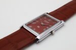 Refurbished Vintage Seiko Slim Tank Men's Wrist Watch Red Dial With Light Brown Strap - Image 5