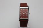 Refurbished Vintage Seiko Slim Tank Men's Wrist Watch Red Dial With Light Brown Strap - Image 4