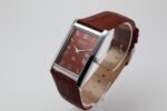 Refurbished Vintage Seiko Slim Tank Men's Wrist Watch Red Dial With Light Brown Strap - Image 3