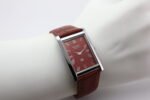 Refurbished Vintage Seiko Slim Tank Men's Wrist Watch Red Dial With Light Brown Strap - Image 6