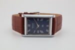 Refurbished Vintage Seiko Slim Tank Men's Wrist Watch Blue Dial With Light Brown Strap - Image 5