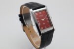 Refurbished Vintage Seiko Slim Tank Men's Wrist Watch Red Dial With Black Strap - Image 2