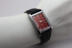 Refurbished Vintage Seiko Slim Tank Men's Wrist Watch Red Dial With Black Strap - Image 7