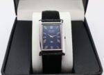 Refurbished Vintage Seiko Slim Tank Men's Wrist Watch Blue Dial With Black Strap