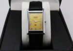 Refurbished Vintage Seiko Slim Tank Men's Wrist Watch Yellow Dial With Black Strap