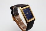 Refurbished Vintage Seiko Slim Tank Men's Wrist Watch Blue Dial With Dark Brown Strap - Image 2