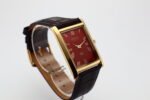 Refurbished Vintage Seiko Slim Tank Men's Wrist Watch Red Dial With Dark Brown Strap - Image 2