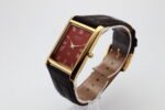 Refurbished Vintage Seiko Slim Tank Men's Wrist Watch Red Dial With Dark Brown Strap - Image 3