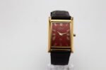Refurbished Vintage Seiko Slim Tank Men's Wrist Watch Red Dial With Dark Brown Strap - Image 4