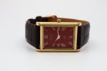 Refurbished Vintage Seiko Slim Tank Men's Wrist Watch Red Dial With Dark Brown Strap - Image 5