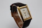 Refurbished Vintage Seiko Slim Tank Men's Wrist Watch White Dial With Dark Brown Strap - Image 2