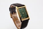 Refurbished Vintage Seiko Slim Tank Men's Wrist Watch Green Dial With Dark Brown Strap - Image 2