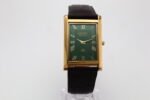 Refurbished Vintage Seiko Slim Tank Men's Wrist Watch Green Dial With Dark Brown Strap - Image 4