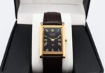 Refurbished Vintage Seiko Slim Tank Men's Wrist Watch Black Dial With Dark Brown Strap