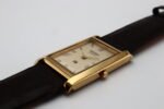 Refurbished Vintage Seiko Slim Tank Men's Wrist Watch Gold Dial With Dark Brown Strap - Image 6