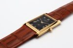 Refurbished Vintage Seiko Slim Tank Men's Wrist Watch Black Dial With Light Brown Strap - Image 6