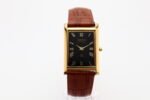 Refurbished Vintage Seiko Slim Tank Men's Wrist Watch Black Dial With Light Brown Strap - Image 4