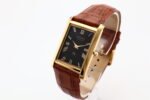 Refurbished Vintage Seiko Slim Tank Men's Wrist Watch Black Dial With Light Brown Strap - Image 3