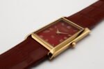 Refurbished Vintage Seiko Slim Tank Men's Wrist Watch Red Dial With Light Brown Strap - Image 5