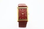 Refurbished Vintage Seiko Slim Tank Men's Wrist Watch Red Dial With Light Brown Strap - Image 3