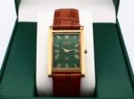 Refurbished Vintage Seiko Slim Tank Men's Wrist Watch Green Dial With Light Brown Strap