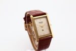 Refurbished Vintage Seiko Slim Tank Men's Wrist Watch Gold Dial With Light Brown Strap - Image 3