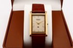Refurbished Vintage Seiko Slim Tank Men's Wrist Watch Gold Dial With Light Brown Strap