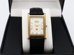 Refurbished Vintage Seiko Slim Tank Men's Wrist Watch White Dial With Black Strap