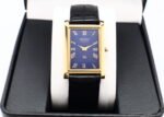 Refurbished Vintage Seiko Slim Tank Men's Wrist Watch Blue Dial With Black Strap