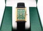 Refurbished Vintage Seiko Slim Tank Men's Wrist Watch Green Dial With Black Strap