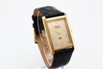 Refurbished Vintage Seiko Slim Tank Men's Wrist Watch Gold Dial With Black Strap - Image 3