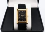Refurbished Vintage Seiko Slim Tank Men's Wrist Watch Black Dial With Black Strap
