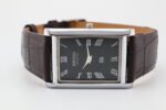 Refurbished Vintage Seiko Slim Tank Men's Wrist Watch Black Dial With Dark Brown Strap - Image 5