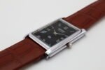 Refurbished Vintage Seiko Slim Tank Men's Wrist Watch Black Dial With Light Brown Strap - Image 6