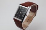 Refurbished Vintage Seiko Slim Tank Men's Wrist Watch Black Dial With Light Brown Strap - Image 3