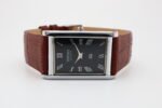 Refurbished Vintage Seiko Slim Tank Men's Wrist Watch Black Dial With Light Brown Strap - Image 5