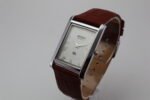 Refurbished Vintage Seiko Slim Tank Men's Wrist Watch White Dial With Light Brown Strap - Image 3