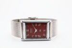 Refurbished Vintage Seiko Slim Tank Men's Wrist Watch Red Dial With Silver Mesh Band - Image 5