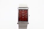 Refurbished Vintage Seiko Slim Tank Men's Wrist Watch Red Dial With Silver Mesh Band - Image 4